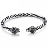 Bracelet Jonc Homme Tête de Loup en Acier - Mon Bracelet Homme