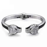 Bracelet Jonc Homme Tête de Loup en Acier - Mon Bracelet Homme