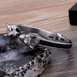 Bracelet Jonc Homme Tête de Loup en Acier - Mon Bracelet Homme