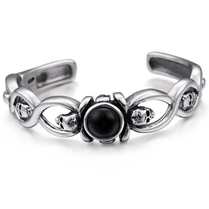 Bracelet Jonc Pierre Onyx en Acier - Mon Bracelet Homme