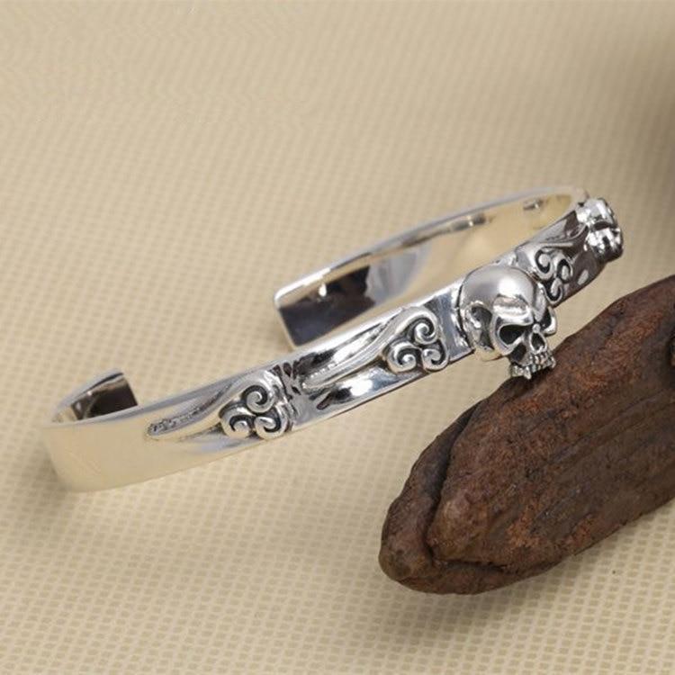 Bracelet Jonc Tête de Mort en Argent - Mon Bracelet Homme