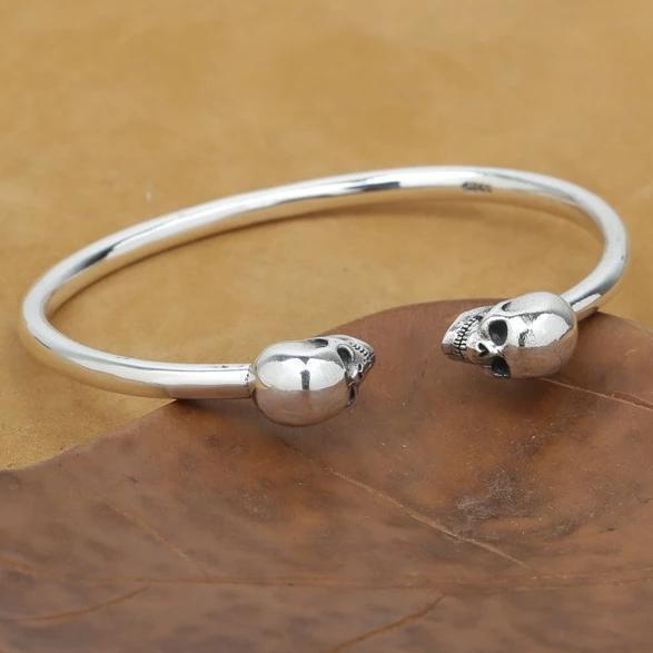 Bracelet Jonc Tête De Mort en Argent Homme - Mon Bracelet Homme