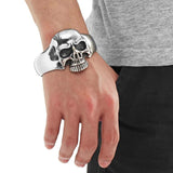 Bracelet Jonc Tête de Mort Large en Acier - Mon Bracelet Homme
