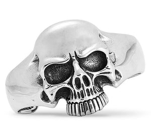 Bracelet Jonc Tête de Mort Large en Acier - Mon Bracelet Homme
