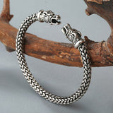 Bracelet Jonc Viking avec Têtes de Dragon en Acier - Mon Bracelet Homme