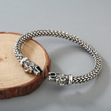 Bracelet Jonc Viking avec Têtes de Dragon en Acier - Mon Bracelet Homme