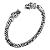 Bracelet Jonc Viking avec Têtes de Dragon en Acier - Mon Bracelet Homme