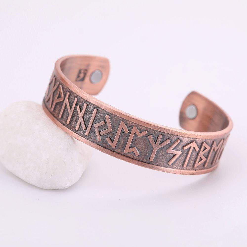 Bracelet Jonc Viking Bronze avec runes en Acier - Mon Bracelet Homme