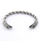 Bracelet Jonc Viking Tête de Corbeau en Acier