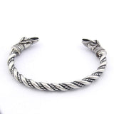 Bracelet Jonc Viking Tête de Corbeau en Acier - Mon Bracelet Homme