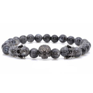 Bracelet Labradorite En Perles Avec Crâne pour Homme - Mon Bracelet Homme