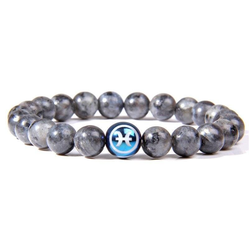 Bracelet Labradorite Signe Astrologique Poissons pour Homme en Perles - Mon Bracelet Homme