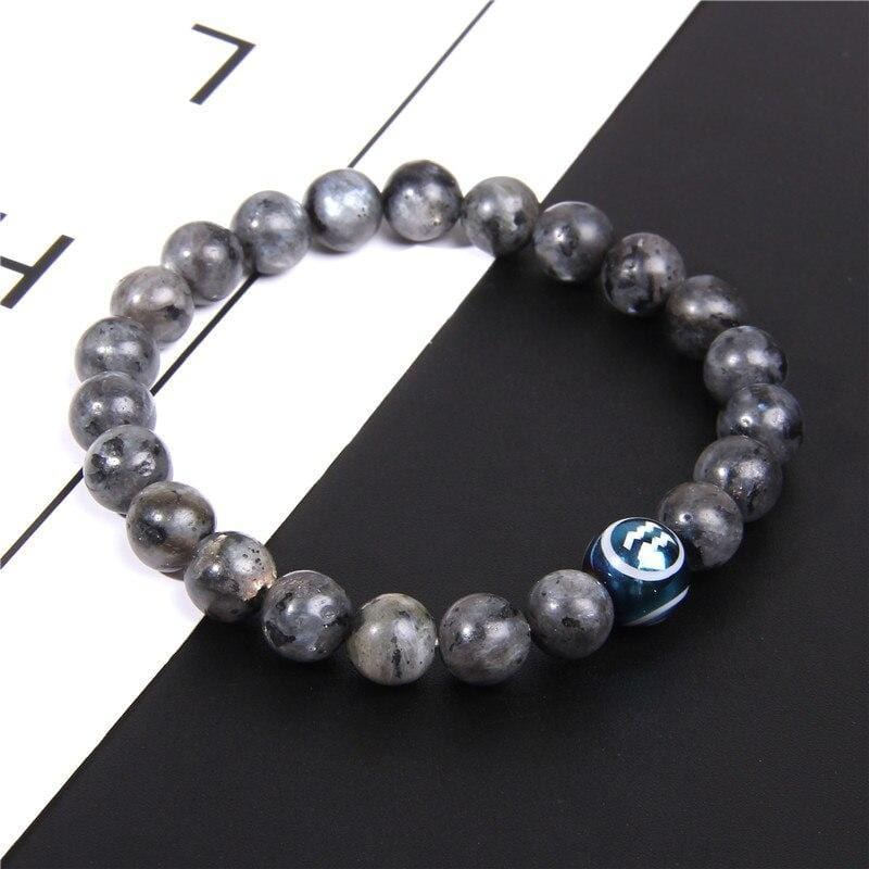 Bracelet Labradorite Signe Astrologique Verseau pour Homme en Perles - Mon Bracelet Homme