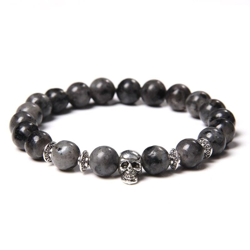 Bracelet Labradorite Tête De Mort pour Homme en Perles - Mon Bracelet Homme