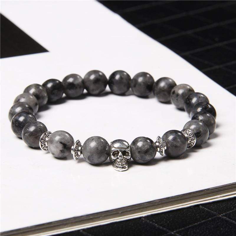 Bracelet Labradorite Tête De Mort pour Homme en Perles - Mon Bracelet Homme