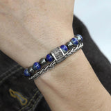 Bracelet Lapis Lazuli en Hématite et en Acier Homme (Perle) - Mon Bracelet Homme