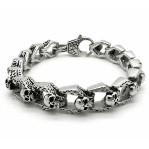 Bracelet Maillions Tête de Mort en Argent - Mon Bracelet Homme