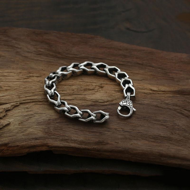 Bracelet Maillions Tête de Mort en Argent - Mon Bracelet Homme