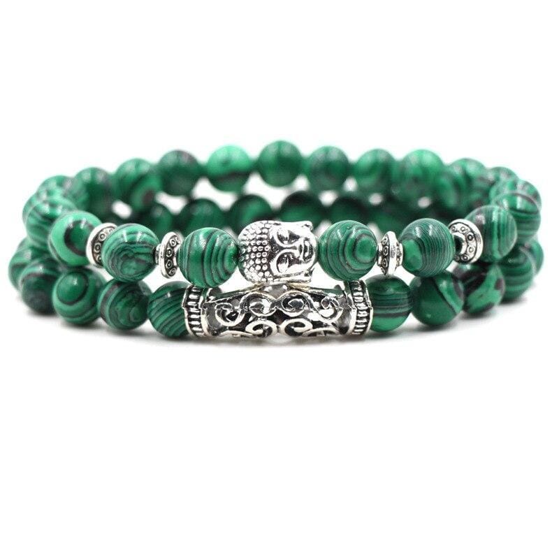 Bracelet Malachite avec Tête de Bouddha pour Homme en Perles - Mon Bracelet Homme
