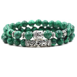 Bracelet Malachite avec Tête de Bouddha pour Homme en Perles