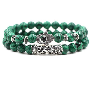 Bracelet Malachite et Acier pour Homme en Perles - Mon Bracelet Homme