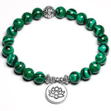 Bracelet Malachite Fleur de Lotus pour Homme en Perles