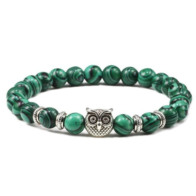 Bracelet Malachite Tête De Hibou pour Homme en Perles - Mon Bracelet Homme
