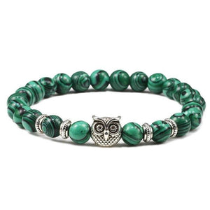 Bracelet Malachite Tête De Hibou pour Homme en Perles - Mon Bracelet Homme