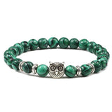 Bracelet Malachite Tête De Hibou pour Homme en Perles