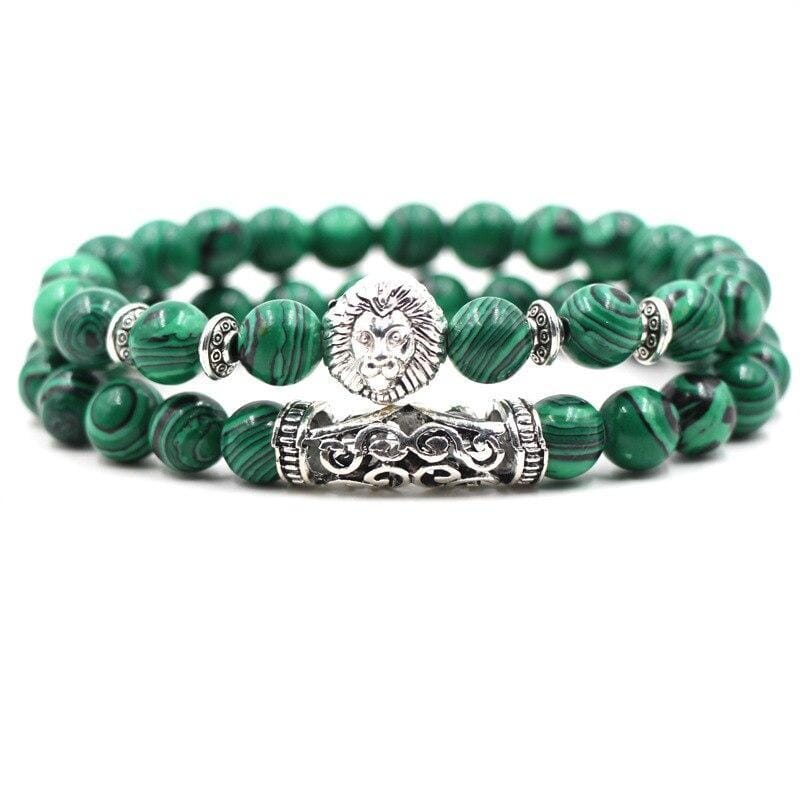 Bracelet Malachite Tête de Lion pour Homme en Perles - Mon Bracelet Homme