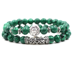 Bracelet Malachite Tête de Lion pour Homme en Perles - Mon Bracelet Homme