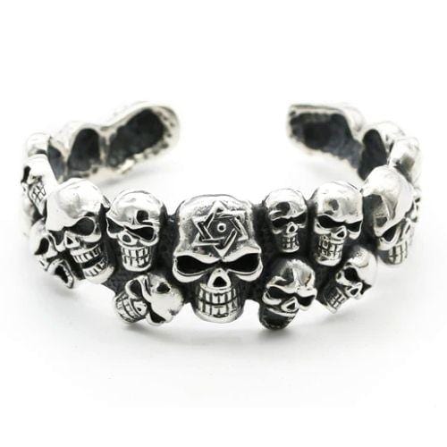 Bracelet Manchette Tête de Mort en Argent Jonc - Mon Bracelet Homme