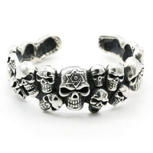 Bracelet Manchette Tête de Mort en Argent Jonc - Mon Bracelet Homme