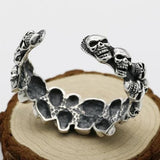 Bracelet Manchette Tête de Mort en Argent Jonc - Mon Bracelet Homme