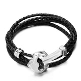 Bracelet Marin avec Ancre à Jas en Cuir - Mon Bracelet Homme