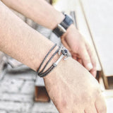 Bracelet Marin avec Ancre à Jas en Cuir - Mon Bracelet Homme