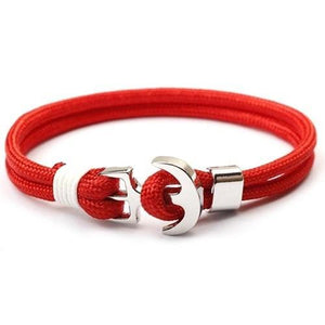 Bracelet Marin Homme Ancre argentée en Cordon - Mon Bracelet Homme