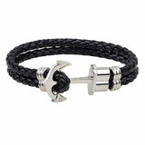 Bracelet Marin Homme Marron avec Ancre en Cuir - Mon Bracelet Homme