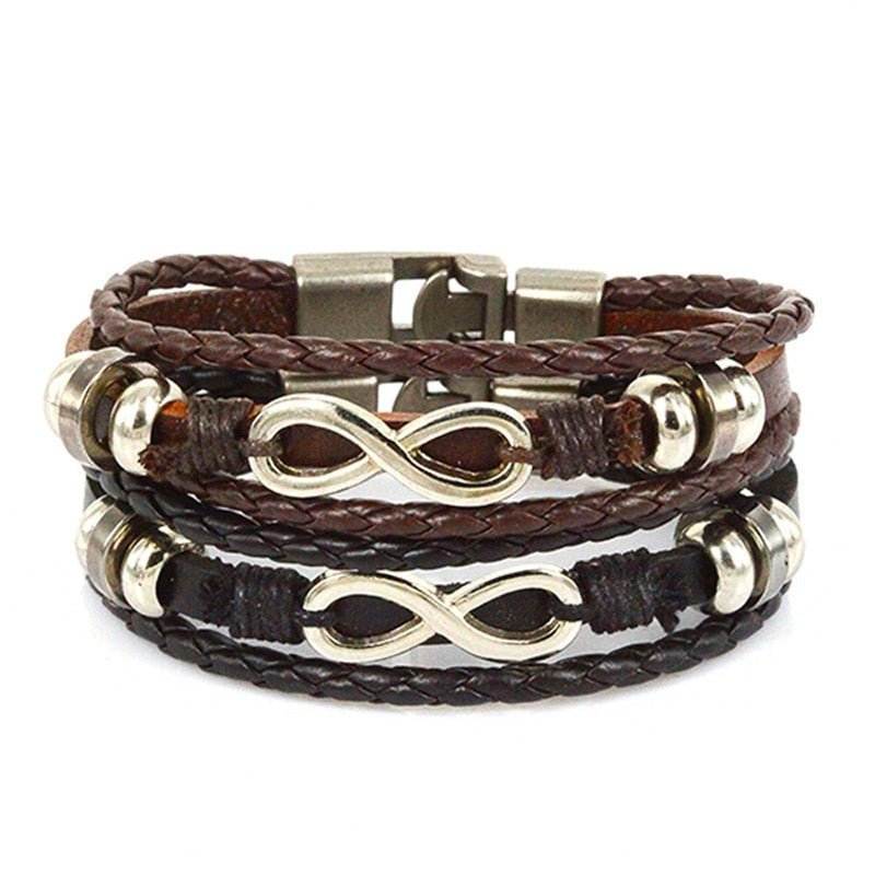 Bracelet Marron Symbole Infini Homme - Mon Bracelet Homme