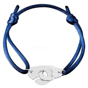 Bracelet Menottes Cordon Bleu Argent Blanc - Mon Bracelet Homme