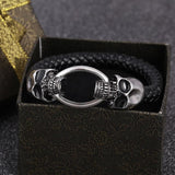 Bracelet Métal Tête De Mort en Cuir Homme - Mon Bracelet Homme