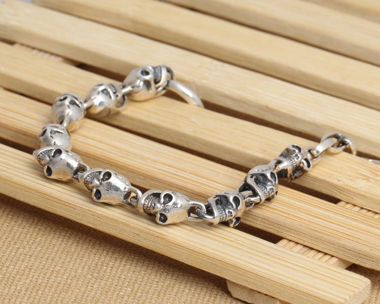 Bracelet Mini Tête de Mort en Argent - Mon Bracelet Homme