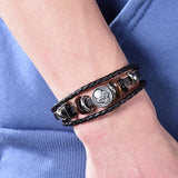 Bracelet Multi-Rangs Tête de Mort en Cuir - Mon Bracelet Homme