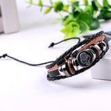 Bracelet Multi-Rangs Tête de Mort en Cuir - Mon Bracelet Homme