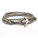 Bracelet Nautique Gris avec une Ancre en Corde - Mon Bracelet Homme