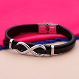 Bracelet Noir avec Breloque Infini en Acier Inoxydable - Mon Bracelet Homme
