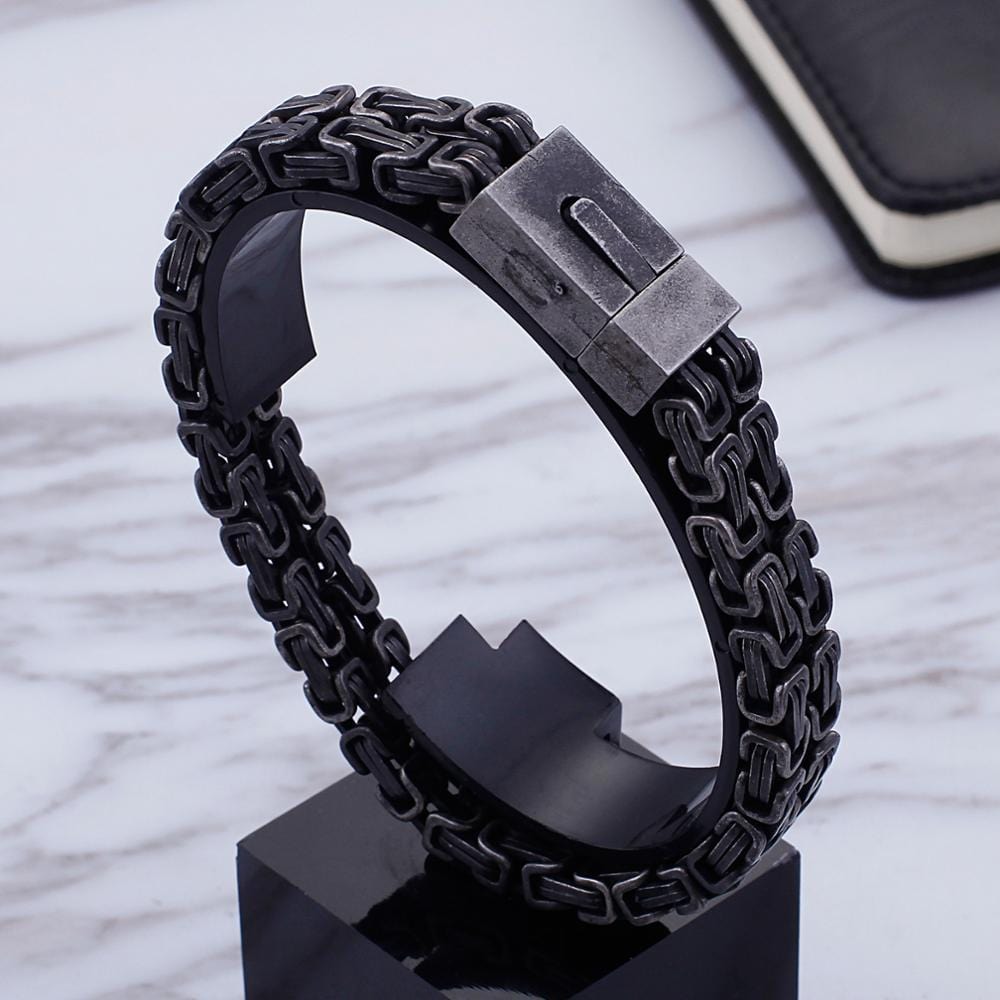 Bracelet Noir Chaîne Homme en Acier - Mon Bracelet Homme