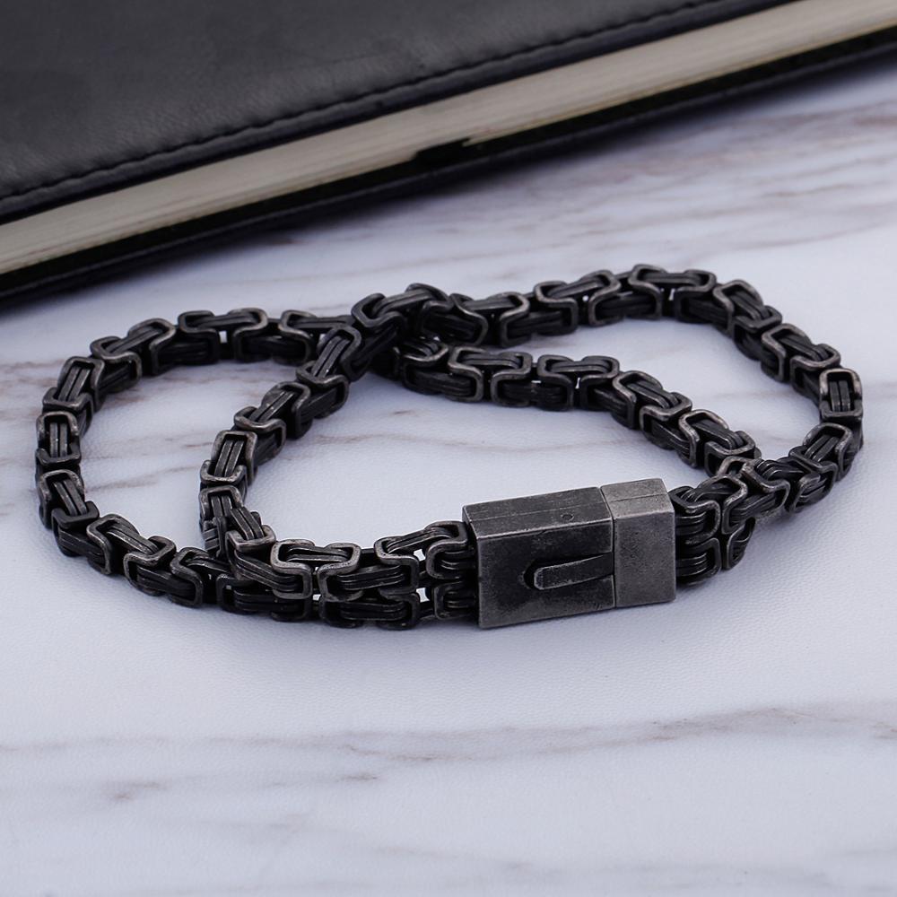 Bracelet Noir Chaîne Homme en Acier - Mon Bracelet Homme