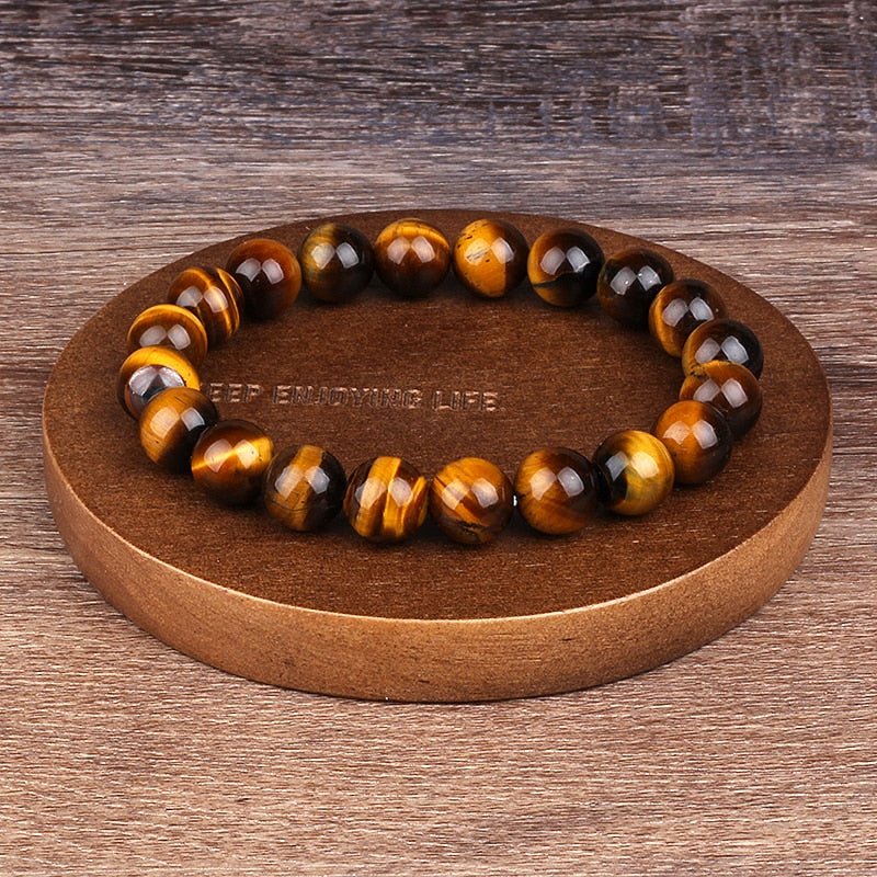 Bracelet oeil de tigre 10mm en perle pour homme - Mon Bracelet Homme