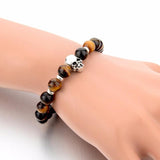 Bracelet Oeil de Tigre Tête de Mort en Pierre - Mon Bracelet Homme